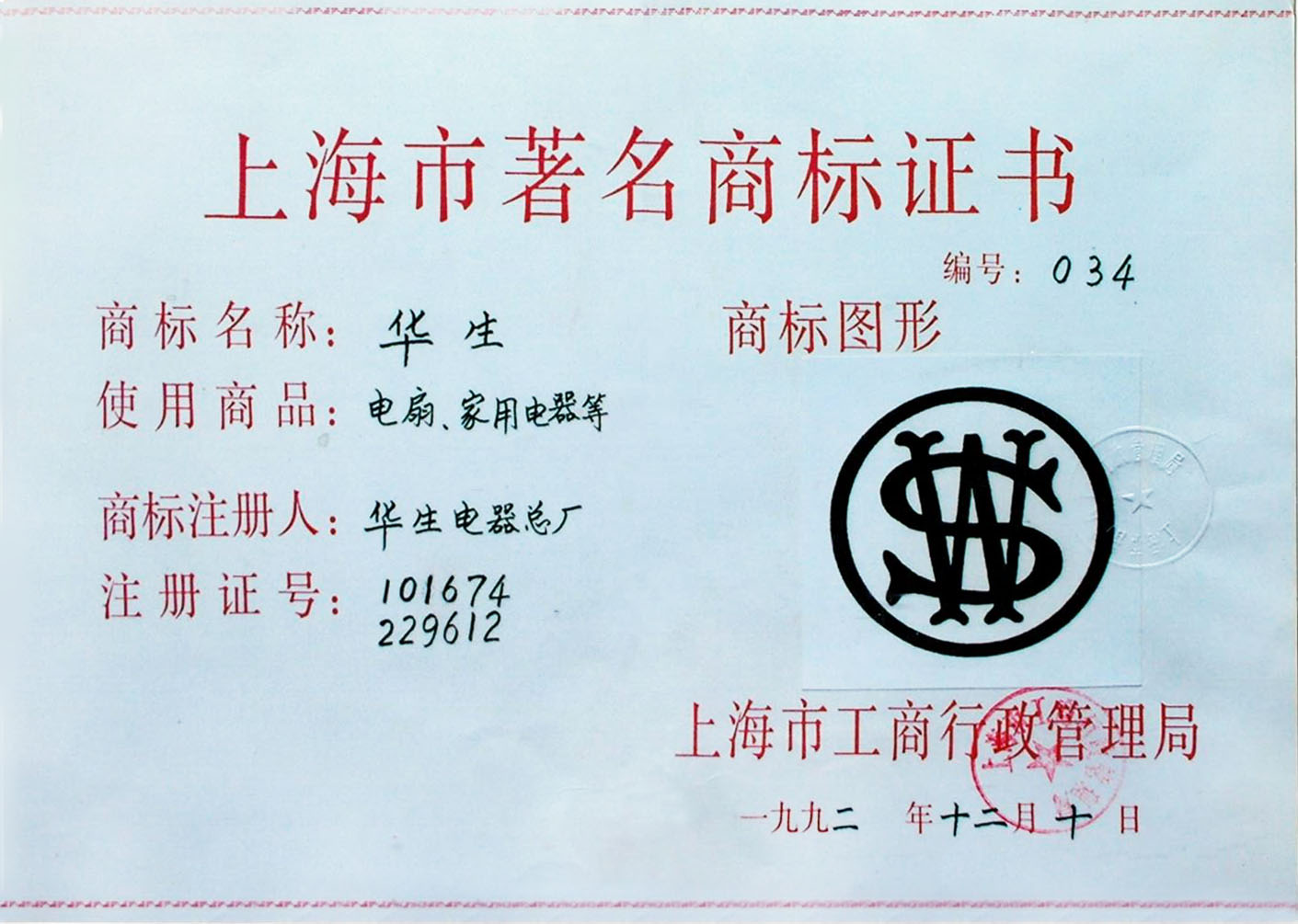 上海市著名商标1992